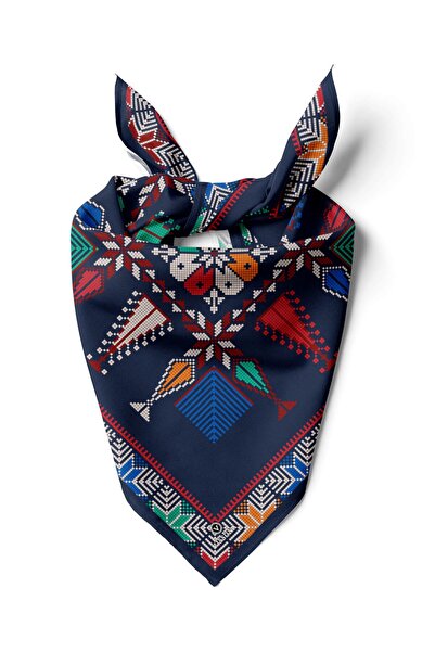 Vissona %100 İpek Kanaviçe Desenli Kadın Bandana