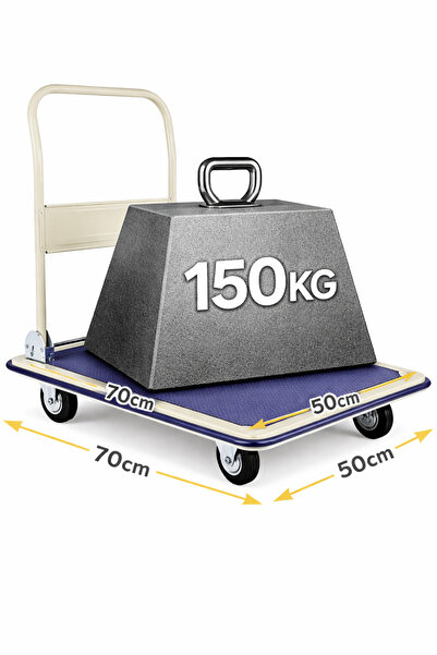 ALMUFARREJ Heavy-Duty Steel Platform Trolley 150kg Capacity 70×50cm Smooth Wh...