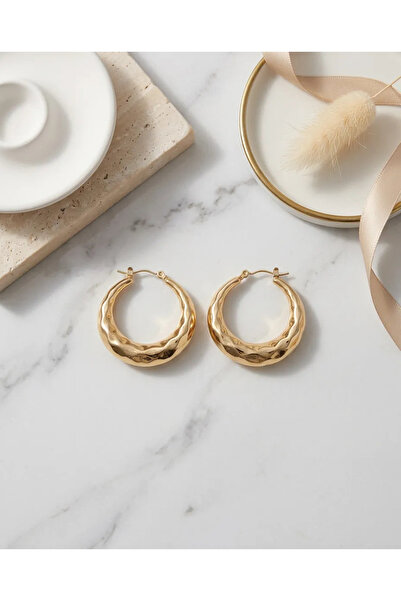 Siya Silver أقراط دائرية من الفولاذ المقاوم للصدأ بنمط مموج