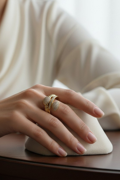 XUPING JEWELRY خاتم موديل على شكل ثعبان مرصع بأحجار الزركون من ستايل إنساي/شو...