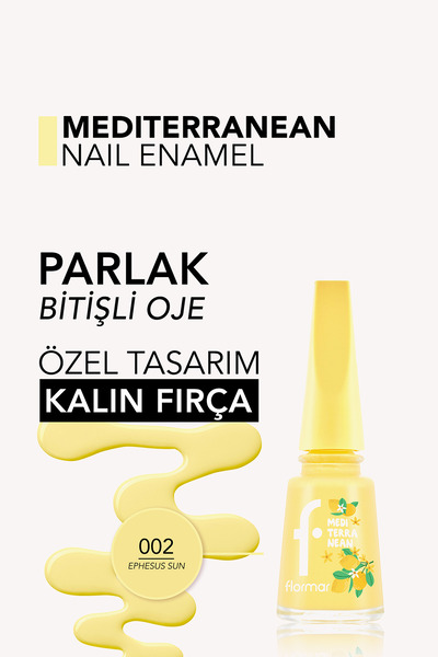 Flormar Mediterranean Yüksek Pigmentli & Parlak Bitişli Oje - 002 EPHESUS SUN