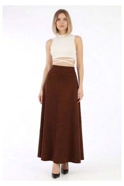 WAYS Women's Brown Mevlana Skirt Long Maxi Length Diving Fabric Hijab Daily S...