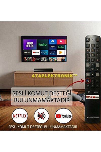 ATAELEKTRONİK RC901V FMR1 YOUTUBE NETFLIX düğmeli TCL UHD 4K akıllı tv'ler iç...