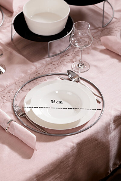 Edora Home Σετ 6 τεμαχίων ματ ασημί στρογγυλά σουπλά αμερικάνικου σέρβις δαχτ...