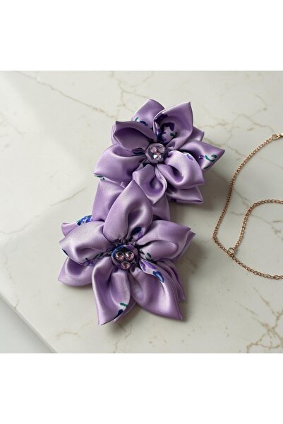 alsaccessories Γυναικεία φουρκέτα σε λιλά χρώμα με κρυστάλλινες πέτρες στη μέ...