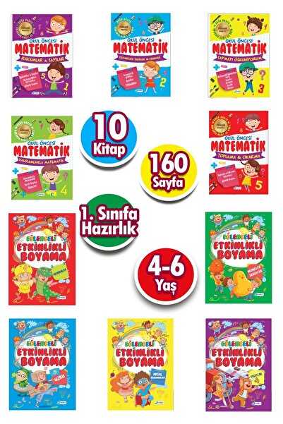 Harika Kitap Preschool Math Workouts and Educational Activity Coloring Set 10...