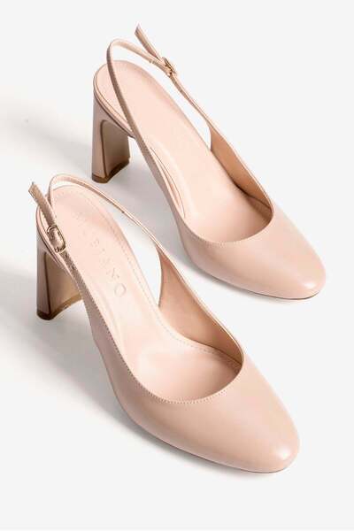 Mubiano Γυναικεία παπούτσια με χοντρό τακούνι Anema Beige