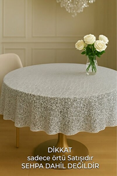 Rona Home Ποιοτικό, πολυτελές, στρογγυλό κάλυμμα τραπεζιού σαλονιού από PVC μ...