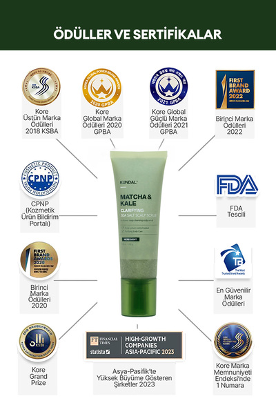 Kundal Yağlı Saçlara Dökülme Karşıtı Saç Derisi Peelingi Matcha&Kale Clarifying Sea Salt Scalp Scrub