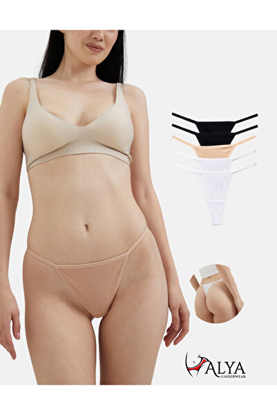 ALYA UNDERWEAR Γυναικεία εσώρουχα με κορδόνια από ύφασμα (S-M-L-XL) 2 τμχ Μαύ...