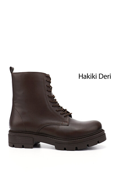 GÖNDERİ(R) Γυναικείες μπότες καφέ αντίκες από γνήσιο δέρμα με φερμουάρ