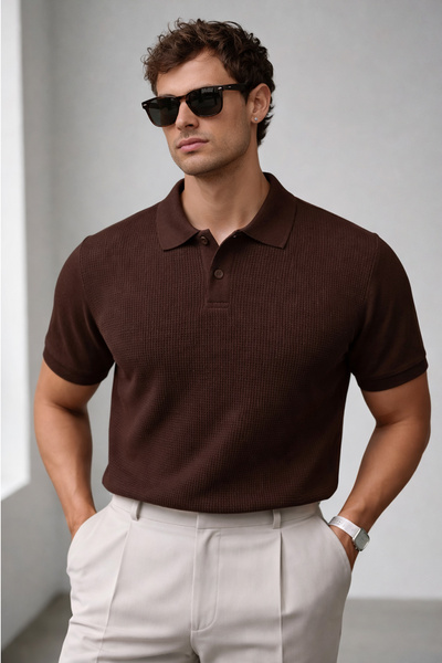 ModaYaren Men's Buttoned Polo Collar Knitwear T-Shirt - Md2042