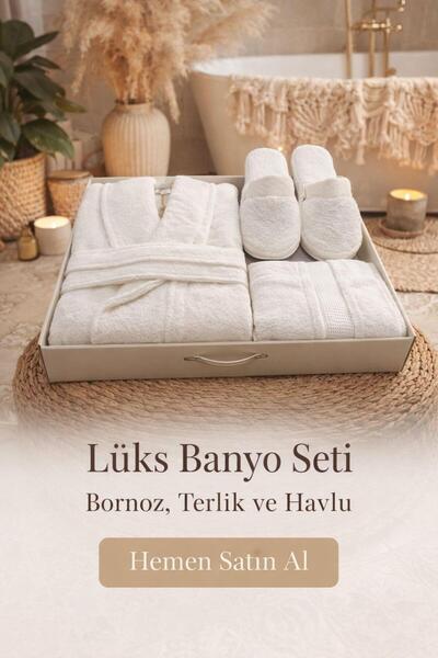 Özdilek Colourist Krem Banyo Bornoz Seti (S/M)