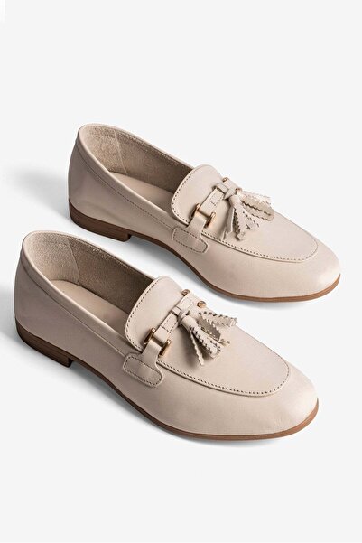 Mubiano Γυναικείες μπαλαρίνες από γνήσιο δέρμα με λεπτομέρεια φούντας Loafer ...