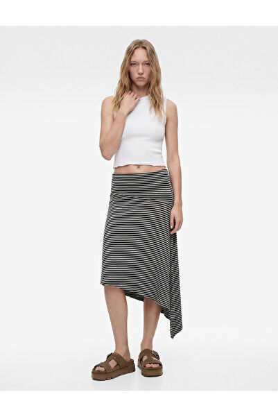 Koton Ασύμμετρη κοπή Με μείγμα βισκόζης Φούστα μίντι με κανονική μέση