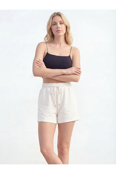 Alos Γυναικείο λευκό σορτς Modal υφασμάτινο κορδόνι με διπλή τσέπη