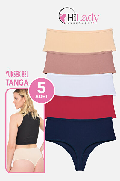Hilady Kadın Tanga, Yüksek Bel Tanga 5'li Paket, String Tanga Külot, Pamuklu ...