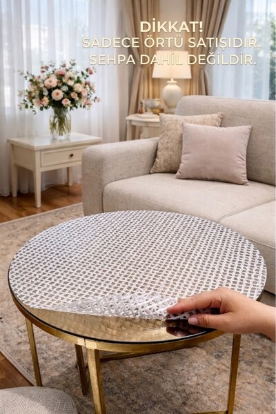 Rona Home Ασημί γκρι στρογγυλό κάλυμμα τραπεζιού σαλονιού – PVC, διαγραφόμενο...