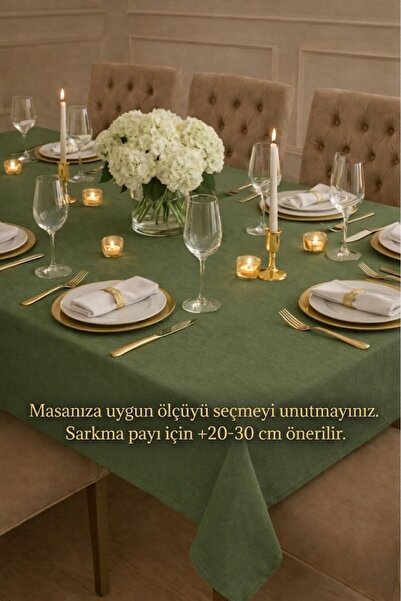 Rona Home Khaki Green Plain Tablecloth |   Stain Resistant , Durable, Stylish...