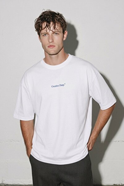 The Champ Clothing Ανδρικό μπλουζάκι Oversize Creative Chmp με στάμπα σε λευκ...