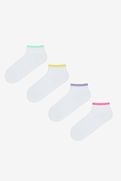 Penti Λευκό Σετ 4 Πολύχρωμες Μποτάκια Αστραγάλου Κάλτσες