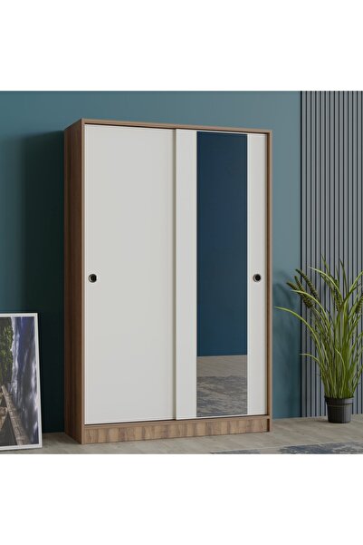 Abre VM-300 CEVİZ BEYAZ SÜRGÜ KAPAKLI PORTMANTO