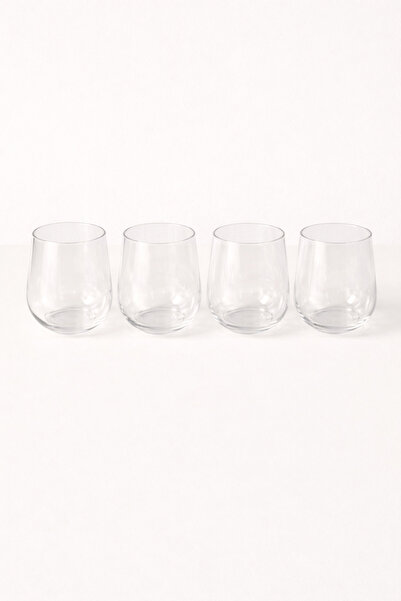 Mirilliahome Set of 4 Glass Water Cups Transparent Soft Drink Cups Modern Des...