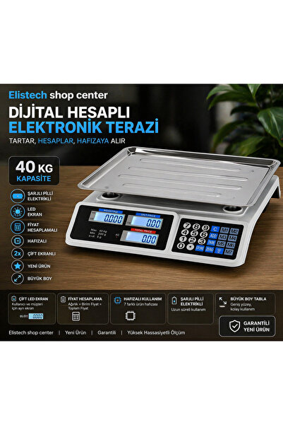 SUPER JVS Market Pazarcı Bakkal Manav Ve Kasap Terazisi 40 Kg Kapasiteli Elek...