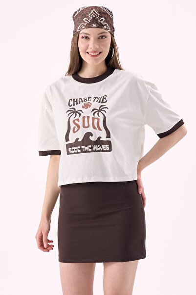 CrepTekstil Γυναικείο μπλουζάκι Crep Chase The Sun με στάμπα με θέμα το κείμε...