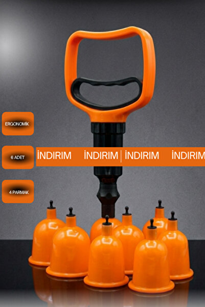 KUPAFİX Safran 6 Lı Medikal Masaj Spa Kupası Seti 4 Parmak Pompa Hacamat Kupa...