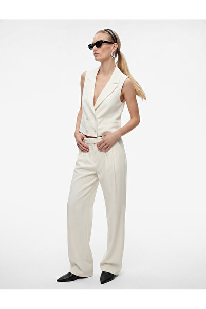 Koton Wide Leg Palazzo Trousers with Pile Detail and Pockets