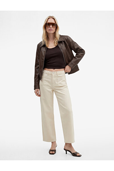 Koton Ψηλόμεσο άνετο παντελόνι με φαρδιά μπατζάκια και λεπτομέρεια τσέπης - C...