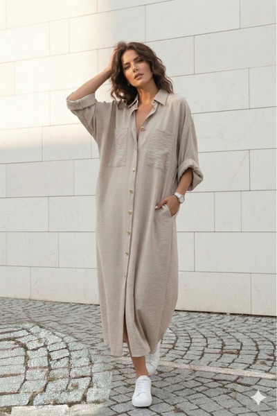 Pasaklı Giyim Women's Stone Bat Sleeve Extra Wide Cut Oversize Hijab Tunic / ...