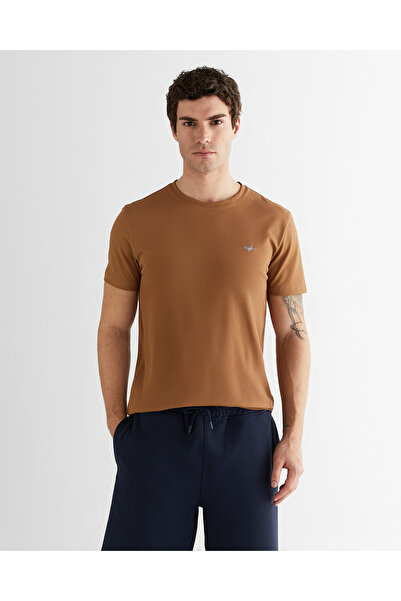 Gant Erkek Kahverengi Regular Fit Bisiklet Yaka T-Shirt