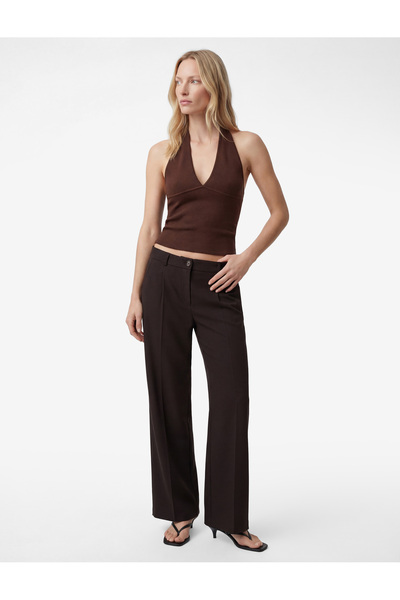 Koton High-Waisted, Straight, Wide-Leg Palazzo Pants with Pockets and Pleat D...