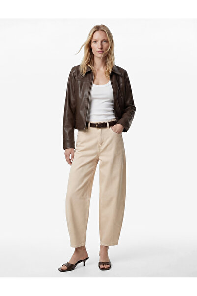 Koton Βαμβακερό άνετο παντελόνι μπαλόνι με τσέπες με κουμπιά - Τζιν μπαλόνι