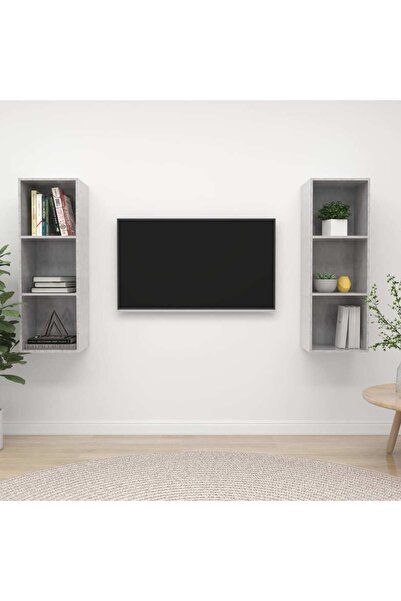 Concept Dulapuri TV montate pe perete, 2 buc., gri beton, PAL