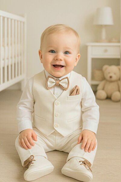 Calide Baby&Kids Erkek Bebek Papyon & Kravatlı Özel Gün Kıyafeti - 7'li Set M...