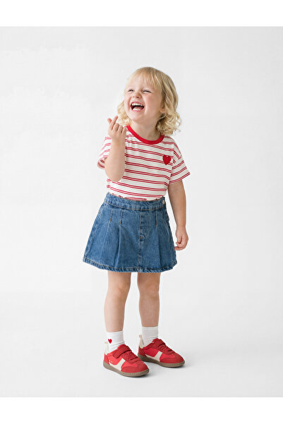 Koton Striped Red Baby Girl T-Shirt 6Smg10138Ak