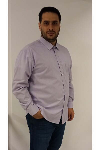 TOUSUS قميص رجالي مخطط باللون الأرجواني مقاس كبير BTL-6113-TSS