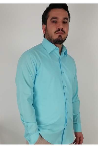 TOUSUS Slim Fit Turkuaz Erkek Gömlek SLM-5089-TSS