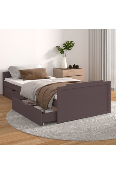 Concept Cadru de pat cu sertare, maro închis, 90x200 cm, lemn de pin