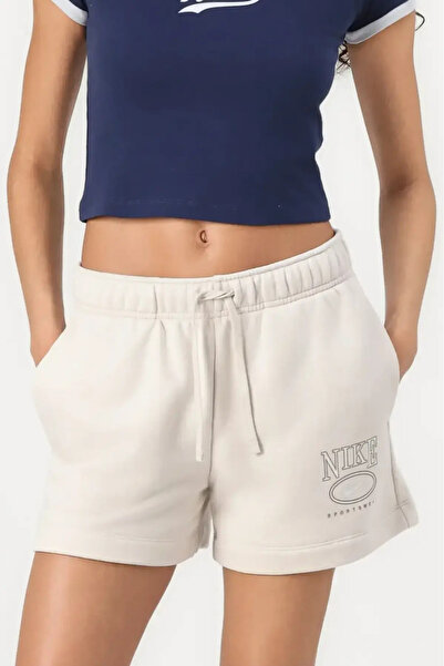 Nike Γυναικείο σορτς Club Fleece FT MR 4 "Gx με χαλαρή εφαρμογή σε κρεμ χρώμα