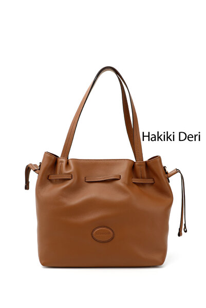 GÖNDERİ(R) Women's Tan Genuine Leather Hand and Shoulder Bag