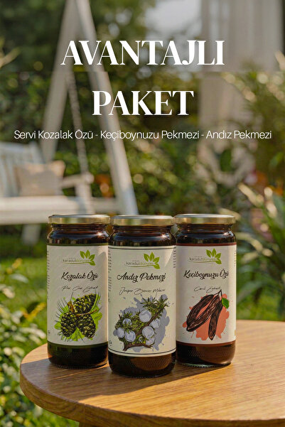 Karadut Dünyası Andız Pekmezi 650 gr Kozalak Özü 650 gr Keçiboynuzu Özü 650 gr