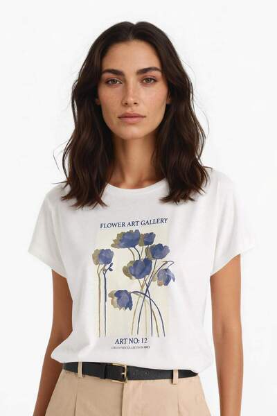 DeFacto Μπλουζάκι με λαιμόκοψη ποδηλάτου και στάμπα λουλουδιών, κοντομάνικο E...