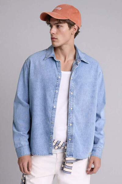 DeFacto قميص قطني عادي بأكمام طويلة F9012AX26SP