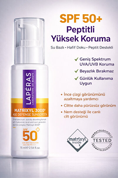 LAPÉRAS SPF 50+ Güneş Kremi Su Bazlı Hafif Doku Dolgunlaştırıcı Peptit İçeren...