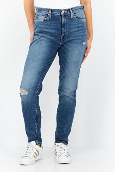 Hudson Women Skinny Fit Stretchable Ripped Jeans, Mid Wash