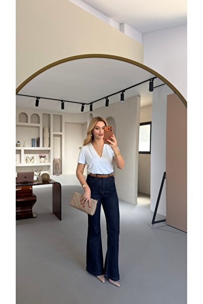 Sezgi Tekin Ισπανικό τζιν με επιπλέον λύκρα σε σκούρο μπλε χρώμα